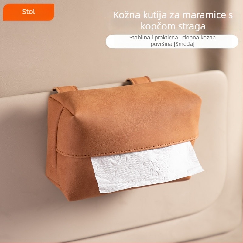 Kožni držač maramica za automobil i kutija za salvete za stol