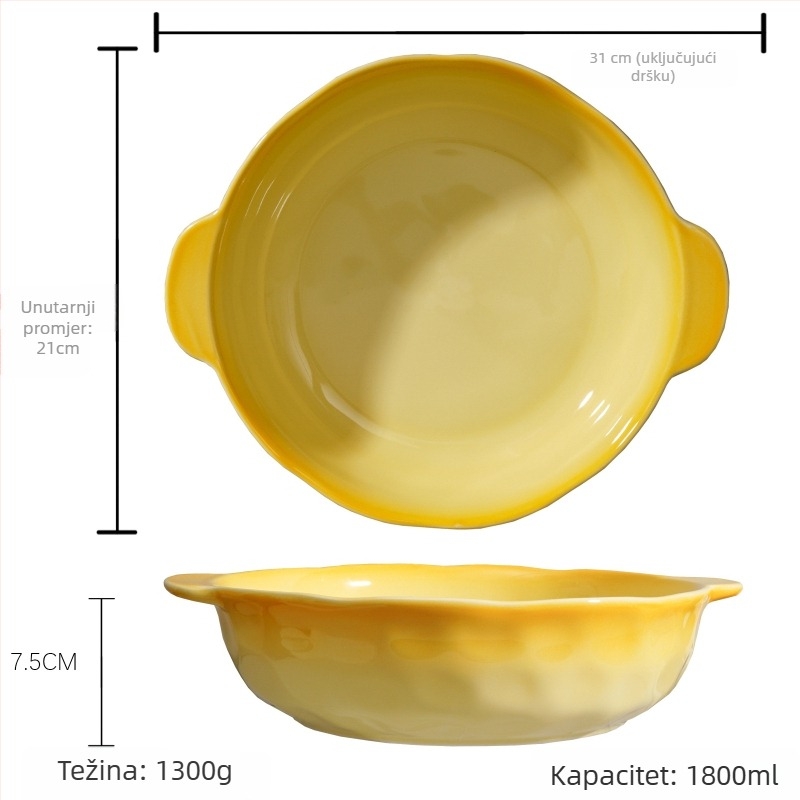 Set keramičkih zdjela za supu s dvostrukim držašima, 14 i 12 inča, za riblja jela i supe.