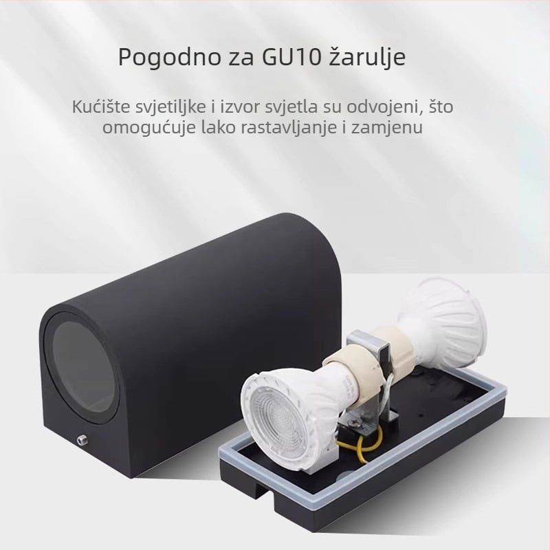 Vanjska LED zidna svjetiljka, 6W/12W/20W, IP65, dvostruka glava s osvjetljenjem gore-dolje, aluminijsko kućište, 220V, 120° snop, bez mogućnosti regulacije jačine