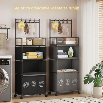 3‑stupanjski mobilni stalak za rublje s kotačićima, organizator za kupaonicu i spavaću sobu, od netkanog materijala