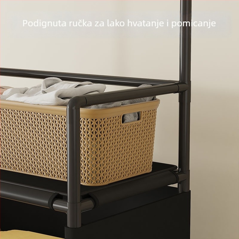 3‑stupanjski mobilni stalak za rublje s kotačićima, organizator za kupaonicu i spavaću sobu, od netkanog materijala