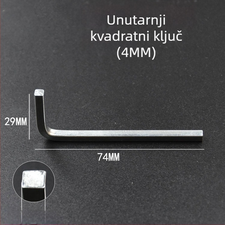 Kvadratni ključ i set kvadratnih odvijača s L-om oblikom, četverostrani ključ