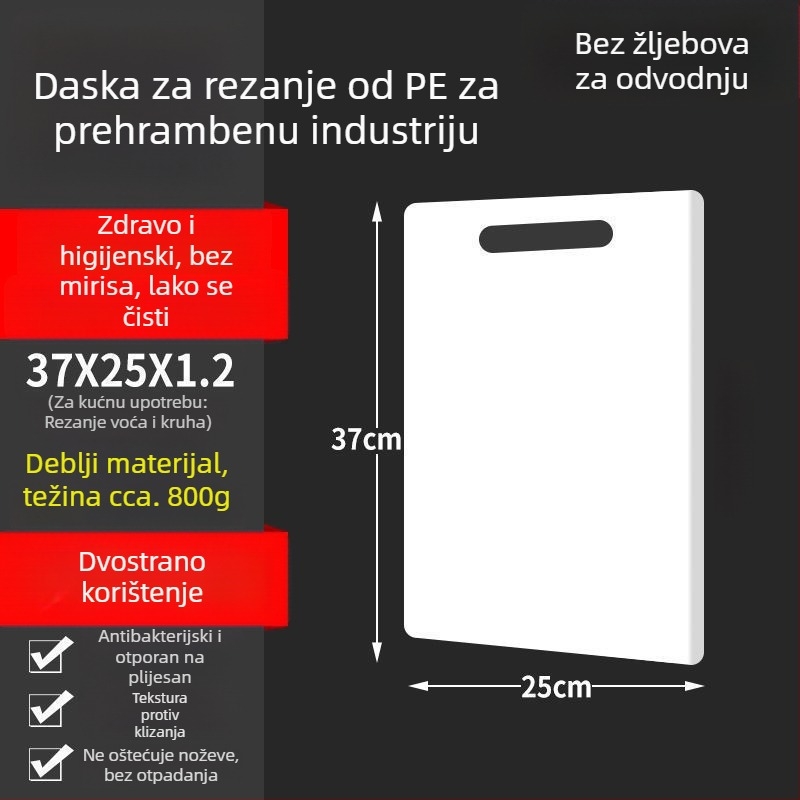 Daska za rezanje od PP plastike, prehrambene kvalitete, antibakterijska i otporna na plijesan, daska za tijesto i kuhinju, daska za voće, za studentski dom