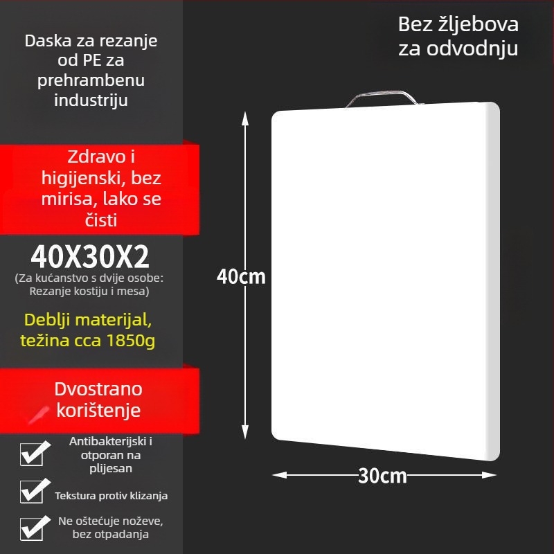 Daska za rezanje od PP plastike, prehrambene kvalitete, antibakterijska i otporna na plijesan, daska za tijesto i kuhinju, daska za voće, za studentski dom