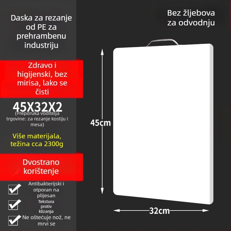 Daska za rezanje od PP plastike, prehrambene kvalitete, antibakterijska i otporna na plijesan, daska za tijesto i kuhinju, daska za voće, za studentski dom