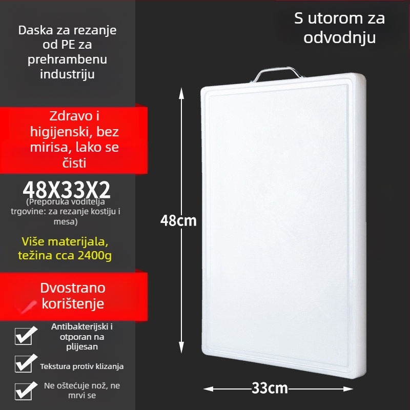 Daska za rezanje od PP plastike, prehrambene kvalitete, antibakterijska i otporna na plijesan, daska za tijesto i kuhinju, daska za voće, za studentski dom