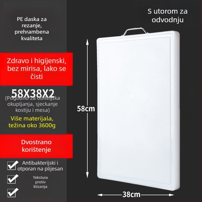 Daska za rezanje od PP plastike, prehrambene kvalitete, antibakterijska i otporna na plijesan, daska za tijesto i kuhinju, daska za voće, za studentski dom