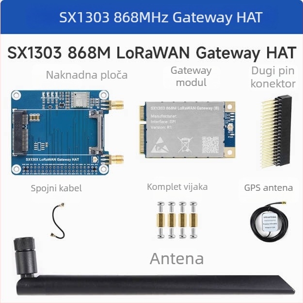 Proširena ploča gateway LoRaWAN SX1302/1303 za Raspberry Pi 868 MHz / 915 MHz