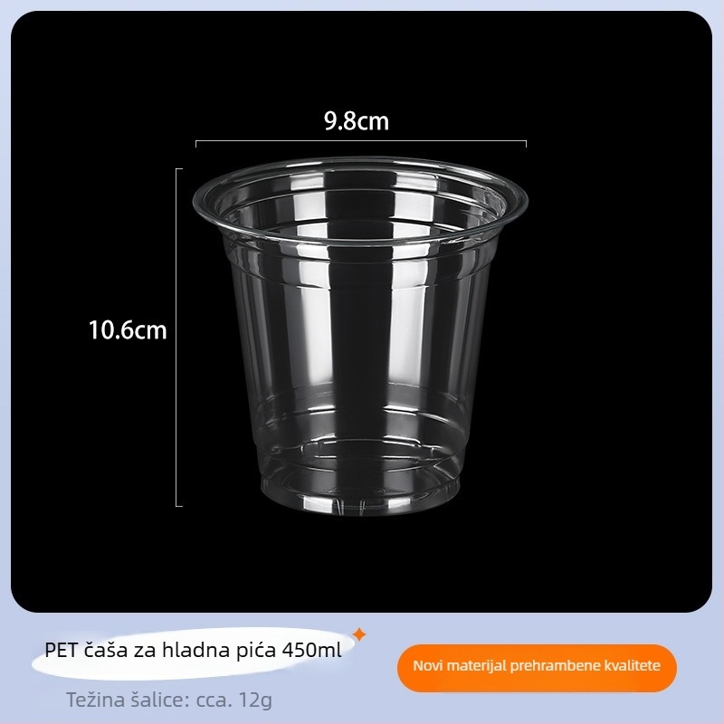PET čaša za hladna pića, promjer 98 mm, čaša za mliječni čaj s poklopcem, prozirna plastična čaša, 12/16/24 oz