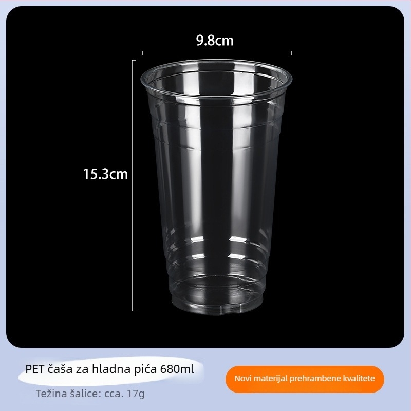 PET čaša za hladna pića, promjer 98 mm, čaša za mliječni čaj s poklopcem, prozirna plastična čaša, 12/16/24 oz