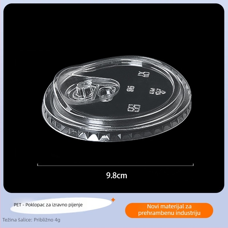 PET čaša za hladna pića, promjer 98 mm, čaša za mliječni čaj s poklopcem, prozirna plastična čaša, 12/16/24 oz
