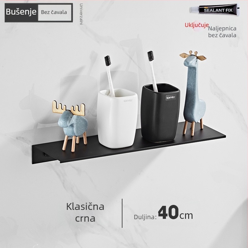 Zidna polica za kuhinju, balkon, umivaonik i ogledalo; bez bušenja