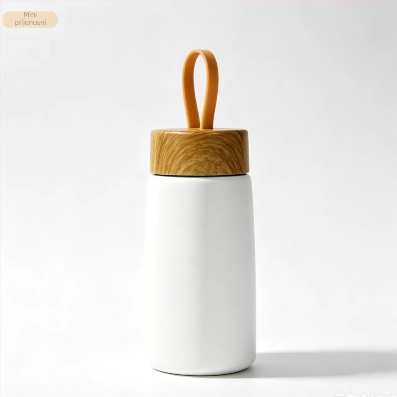 Nova termoska u japanskom stilu s drvenim uzorkom na poklopcu, 304 nehrđajući čelik, mini čajni infuzor, džepna šalica, uredski poklon