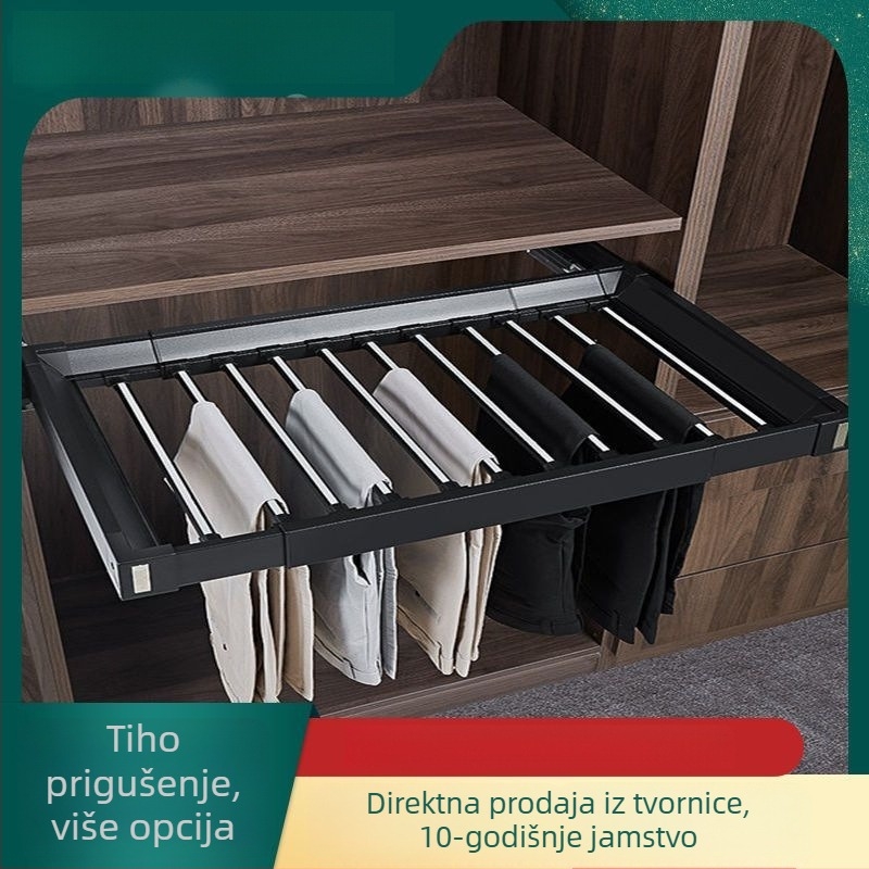 Teleskopski držač za hlače za garderobu, kućna vješalica za hlače, višenamjenski ladica za hlače, povlačni držač za hlače, klizni hardver