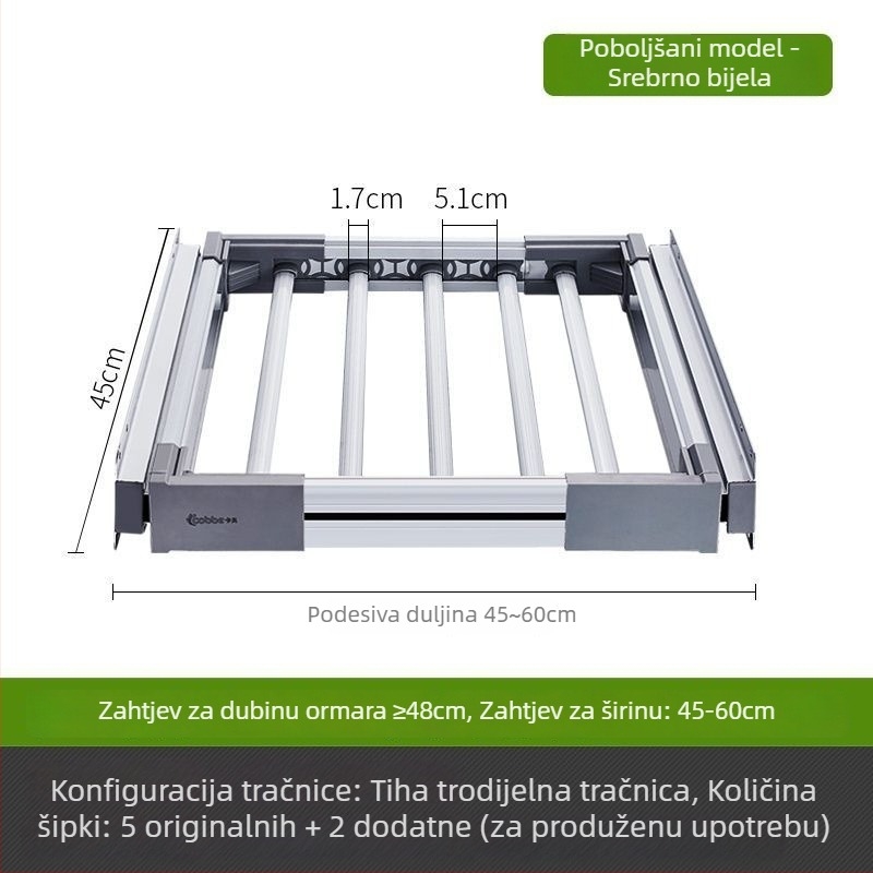 Teleskopski držač za hlače za garderobu, kućna vješalica za hlače, višenamjenski ladica za hlače, povlačni držač za hlače, klizni hardver