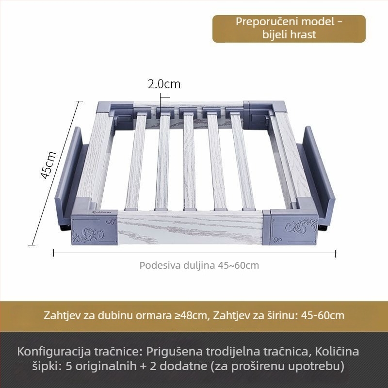 Teleskopski držač za hlače za garderobu, kućna vješalica za hlače, višenamjenski ladica za hlače, povlačni držač za hlače, klizni hardver