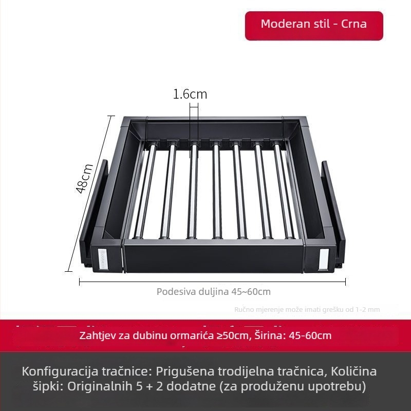 Teleskopski držač za hlače za garderobu, kućna vješalica za hlače, višenamjenski ladica za hlače, povlačni držač za hlače, klizni hardver