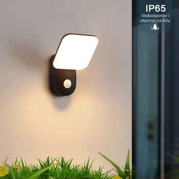 LED vanjska zidna svjetiljka sa senzorom, vodootporna rasvjeta za vrt, terasu, balkon i ulaz