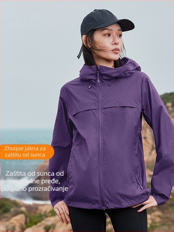Unisex jakna za sunčevu zaštitu UPF50+, lagana, prozračna, s kapuljačom za aktivnosti na otvorenom