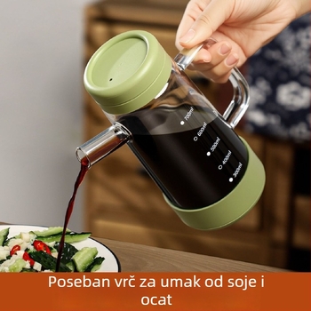 Set posudica za doziranje sojinog umaka i octa za kuhinju – uključuje bočice za začine, bočice ulja, svijetli sojin umak, kuhinjsko vino i bočice octa
