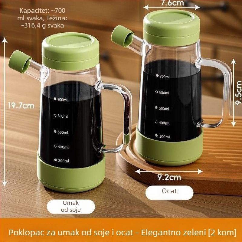 Set posudica za doziranje sojinog umaka i octa za kuhinju – uključuje bočice za začine, bočice ulja, svijetli sojin umak, kuhinjsko vino i bočice octa