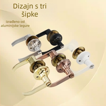 Brava za vrata od aluminijskog legura s mat crnom ručkom – mehanička brava za unutarnja drvena vrata