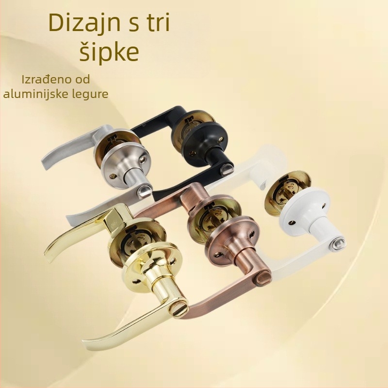 Brava za vrata od aluminijskog legura s mat crnom ručkom – mehanička brava za unutarnja drvena vrata