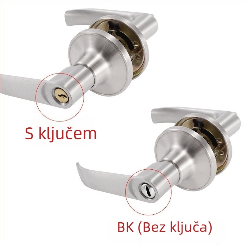 Brava za vrata od aluminijskog legura s mat crnom ručkom – mehanička brava za unutarnja drvena vrata