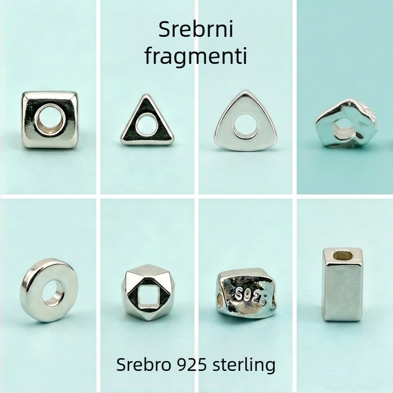 S925 srebrne razdjelne perle za DIY nakit, za lančić i narukvicu, različitih oblika, labave perle