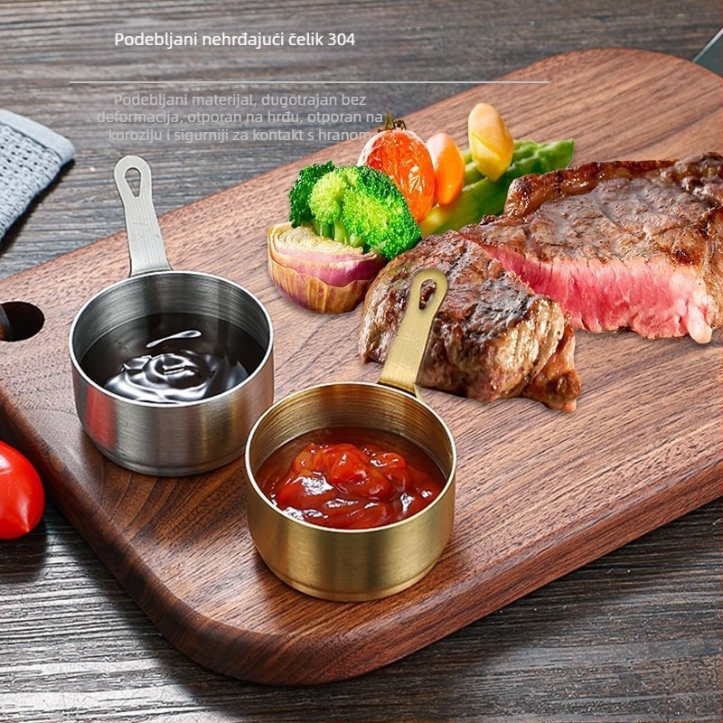 Mini posuda za sos od 304 nehrđajućeg čelika s drškom, teppanyaki set i zdjela za umak