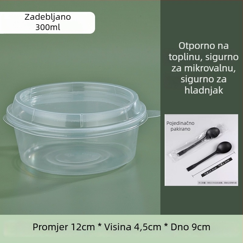 Jednokratna debela okrugla plastična zdjela za ponijeti, s poklopcem, za desert s ledenim prahom