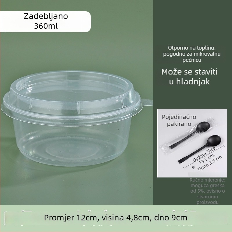 Jednokratna debela okrugla plastična zdjela za ponijeti, s poklopcem, za desert s ledenim prahom