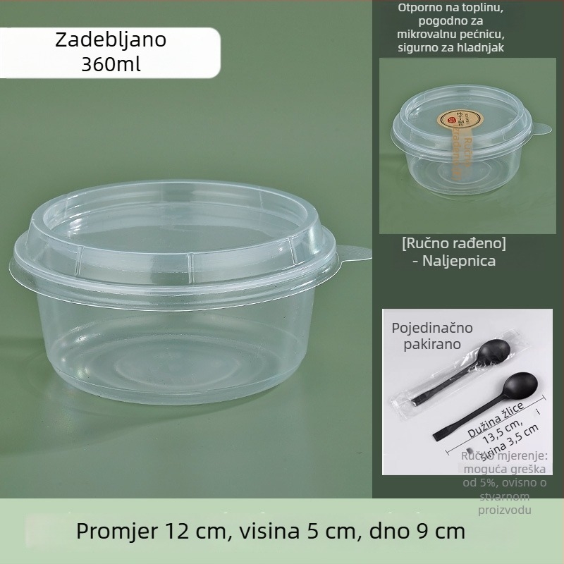 Jednokratna debela okrugla plastična zdjela za ponijeti, s poklopcem, za desert s ledenim prahom