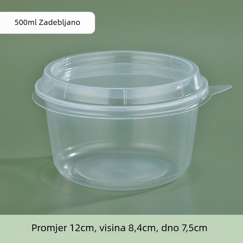 Jednokratna debela okrugla plastična zdjela za ponijeti, s poklopcem, za desert s ledenim prahom