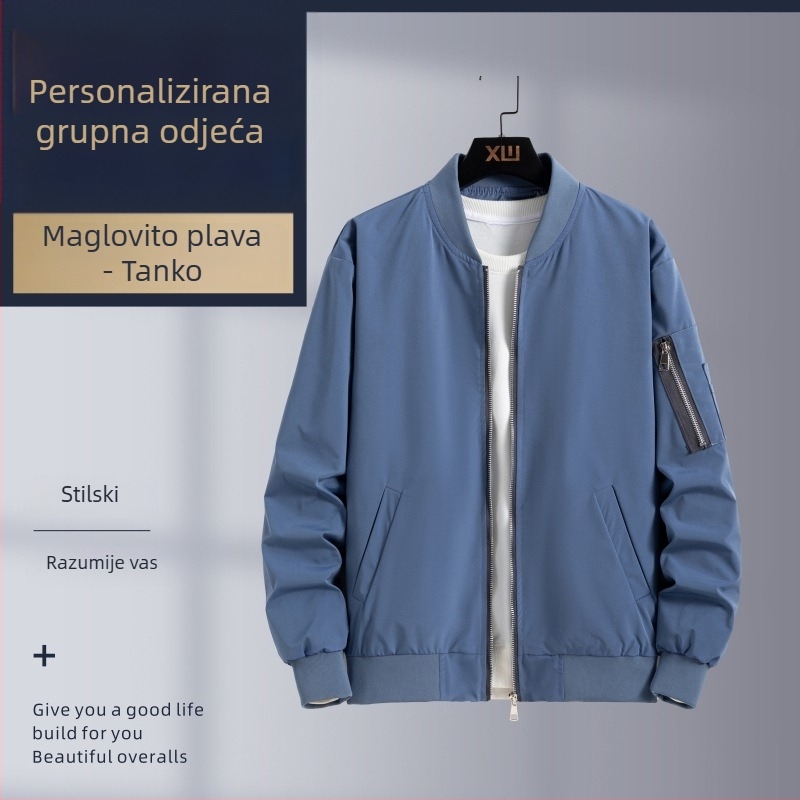 Muška jakna za jesen i zimu sa stojećim ovratnikom, vlastiti izvezeni logo, ležerni sportski vanjski komad