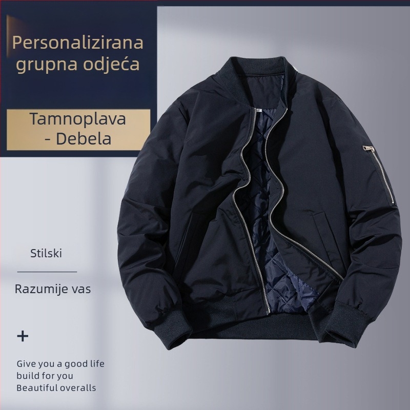 Muška jakna za jesen i zimu sa stojećim ovratnikom, vlastiti izvezeni logo, ležerni sportski vanjski komad