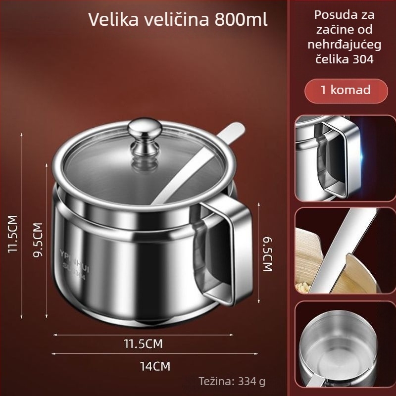 Posuda za čili ulje od 304 nehrđavog čelika, velika kapaciteta, otporna na visoke temperature – kuhinjski začin