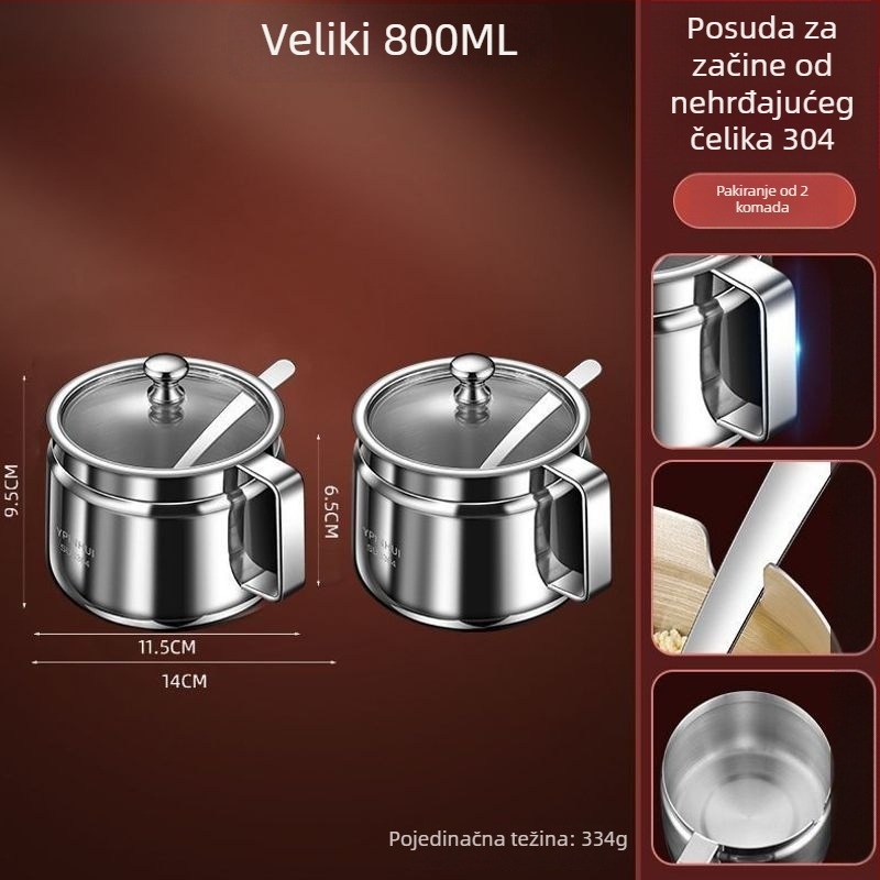 Posuda za čili ulje od 304 nehrđavog čelika, velika kapaciteta, otporna na visoke temperature – kuhinjski začin