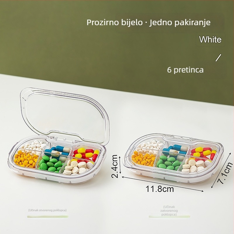 Ugodna mini kutija za lijekove za putovanja s tri odjeljka dnevno, zatvorena, bez miješanja mirisa, s poklopcem, za tablete i kapsule