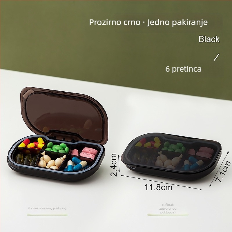 Ugodna mini kutija za lijekove za putovanja s tri odjeljka dnevno, zatvorena, bez miješanja mirisa, s poklopcem, za tablete i kapsule
