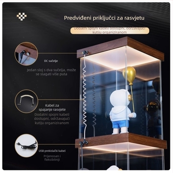 Akril kutija za pohranu s uklonjivim poklopcem namijenjena DIY modelu svemirskog broda, zaštita od prašine i integrirano osvjetljenje