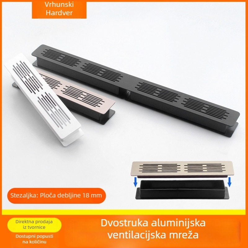 Dvostruko slojevita aluminijska mreža za prozračivanje, za pravokutne plošne ormariće i ormariće za cipele — dekorativna rešetka za hlađenje