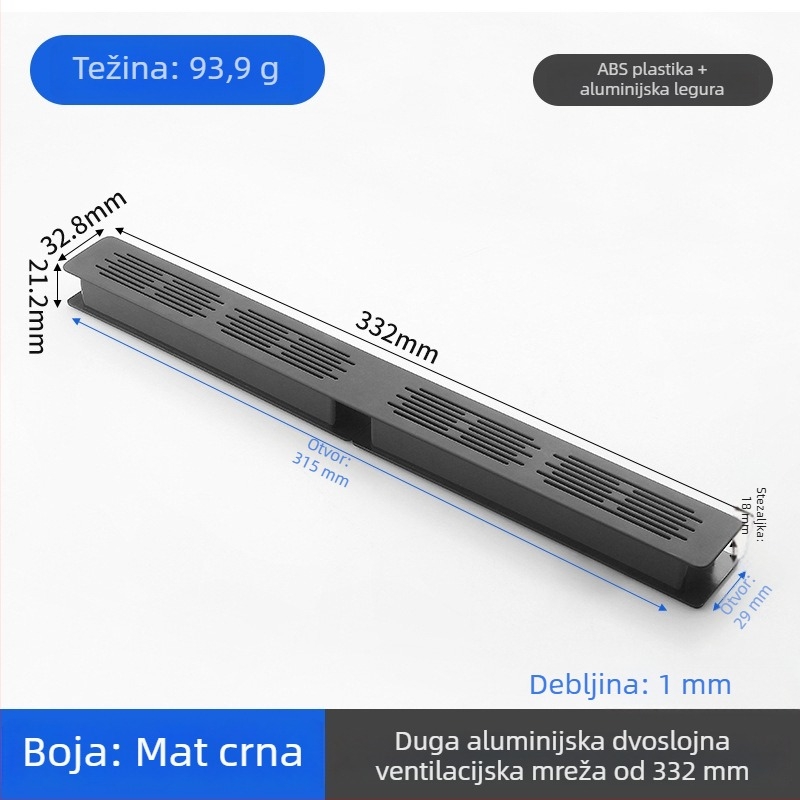 Dvostruko slojevita aluminijska mreža za prozračivanje, za pravokutne plošne ormariće i ormariće za cipele — dekorativna rešetka za hlađenje