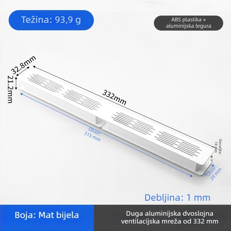 Dvostruko slojevita aluminijska mreža za prozračivanje, za pravokutne plošne ormariće i ormariće za cipele — dekorativna rešetka za hlađenje