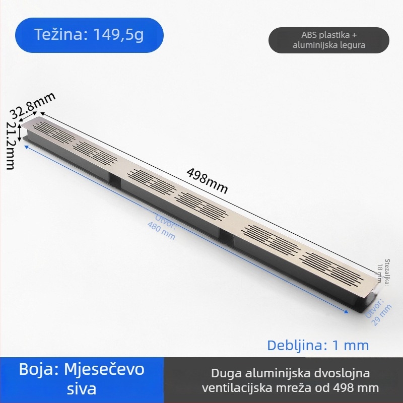 Dvostruko slojevita aluminijska mreža za prozračivanje, za pravokutne plošne ormariće i ormariće za cipele — dekorativna rešetka za hlađenje
