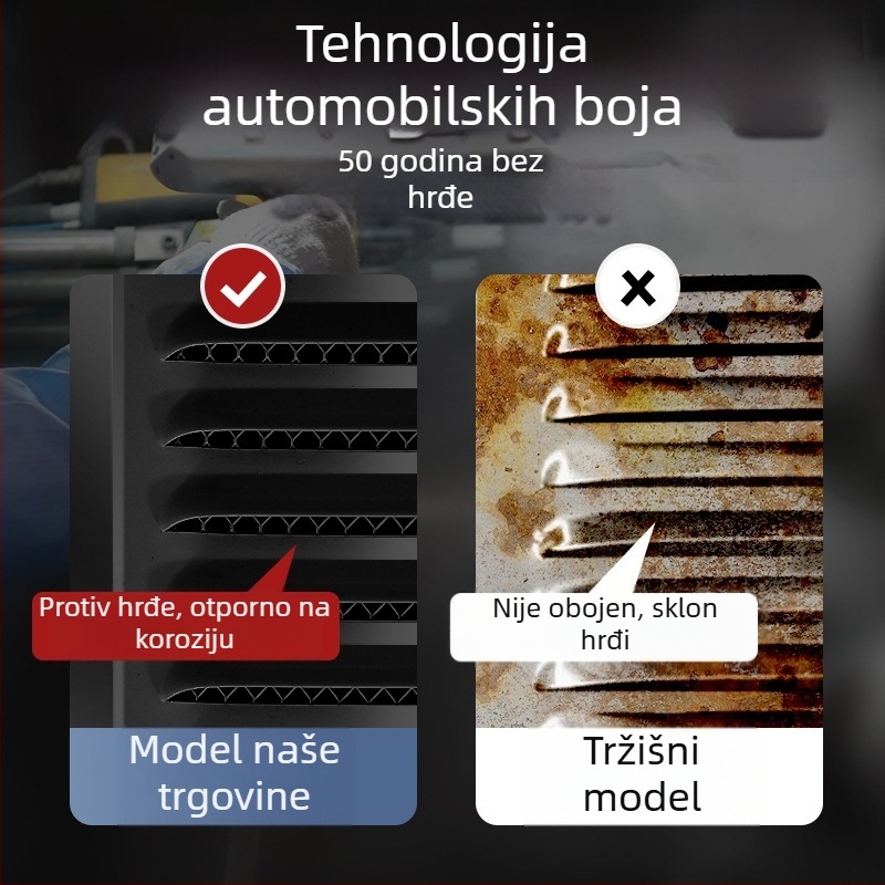 Vanjski zidni otvor za ventilaciju, crna ravna kvadratna lamelna rešetka, metalni izlaz zraka