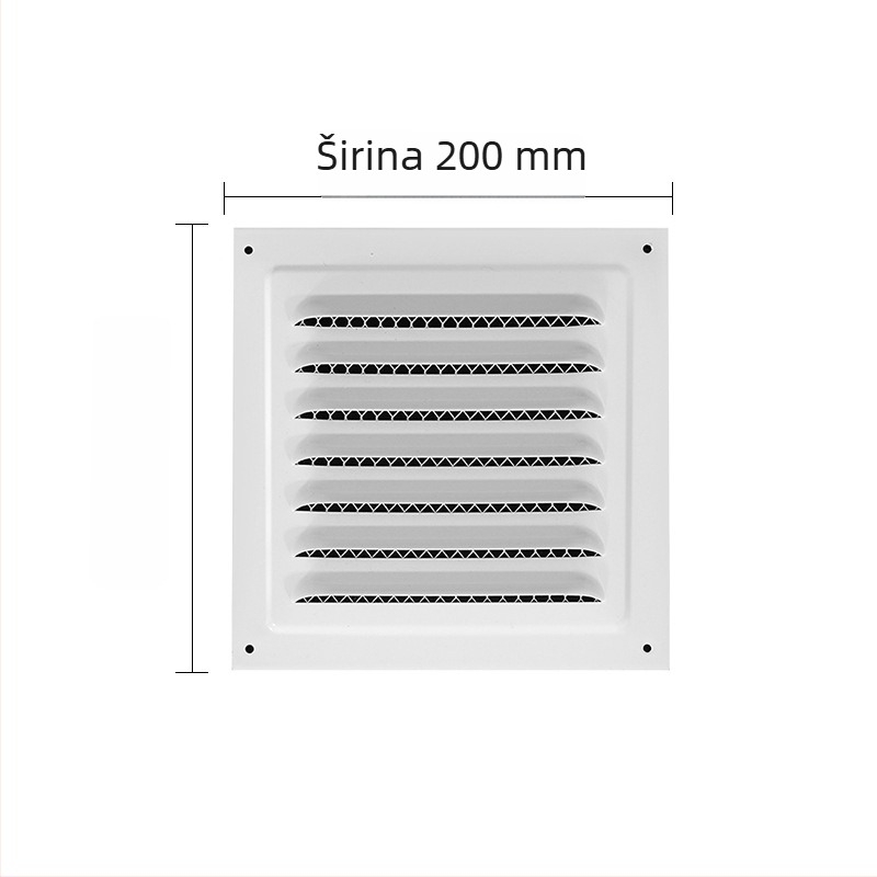 Vanjski zidni otvor za ventilaciju, crna ravna kvadratna lamelna rešetka, metalni izlaz zraka