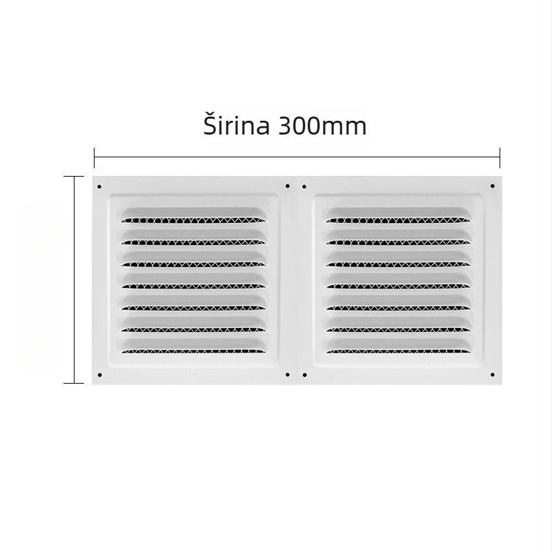 Vanjski zidni otvor za ventilaciju, crna ravna kvadratna lamelna rešetka, metalni izlaz zraka