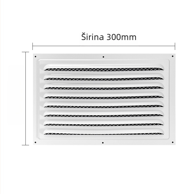 Vanjski zidni otvor za ventilaciju, crna ravna kvadratna lamelna rešetka, metalni izlaz zraka