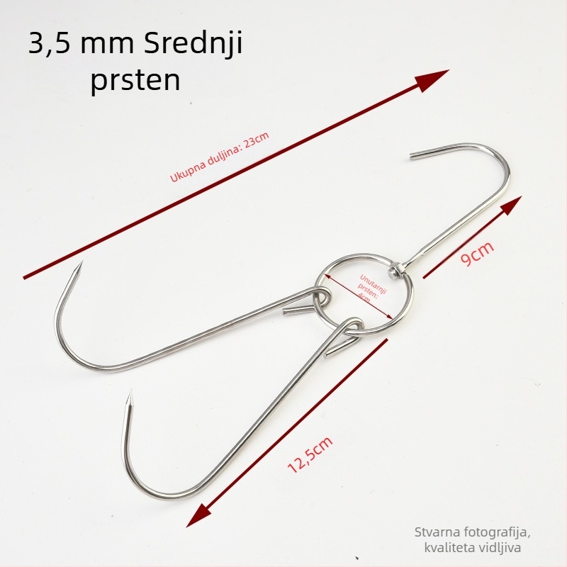 Nehrđajući čelični kuk za pečenje s prstenom, udvostručeni kuk za pečenje patke, guske i piletine